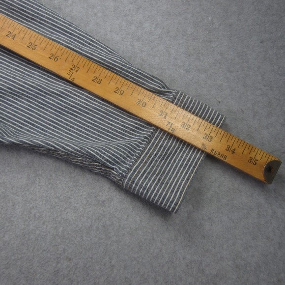 Wrangler Shirt Mens 2XL Indigo Striped Snap Button Pocket Western Shacket - Picture 13 of 15